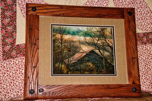custom frames made from hardwood and reclaimed lumber